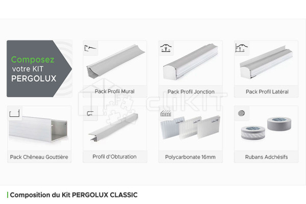 Composition of the PERGOLUX CLASSIC Roof Cover Kit