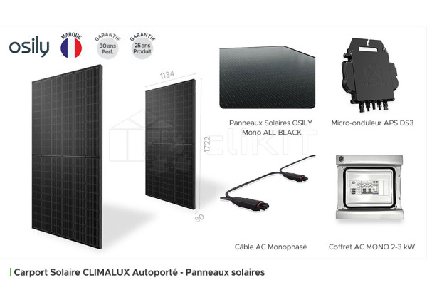 Panneaux solaires du Carport Solaire CLIMALUX Autoporté
