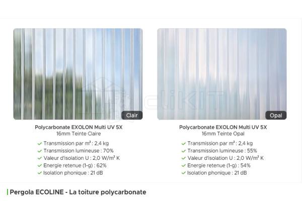 Toiture Polycarbonate de la Pergola Aluminium ECOLINE