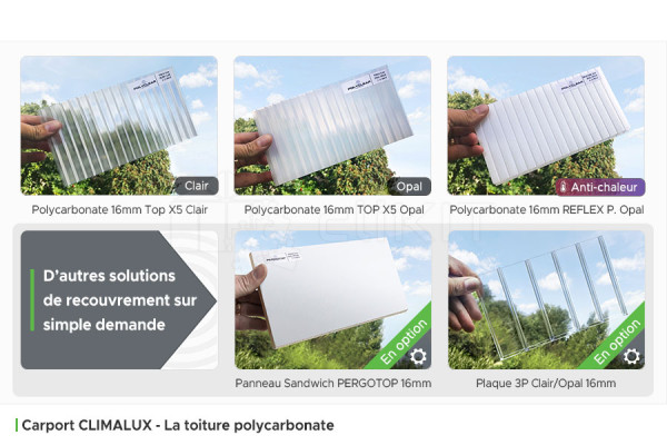 Toiture Polycarbonate du Carport Aluminium CLIMALUX