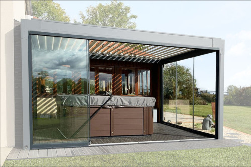 Photos n°1 des Panneaux de Verre Coulissants pour Pergola Bioclimatique