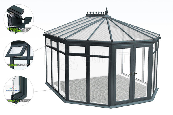 Diagram of the OXFORD V2 Veranda Complete Glazing